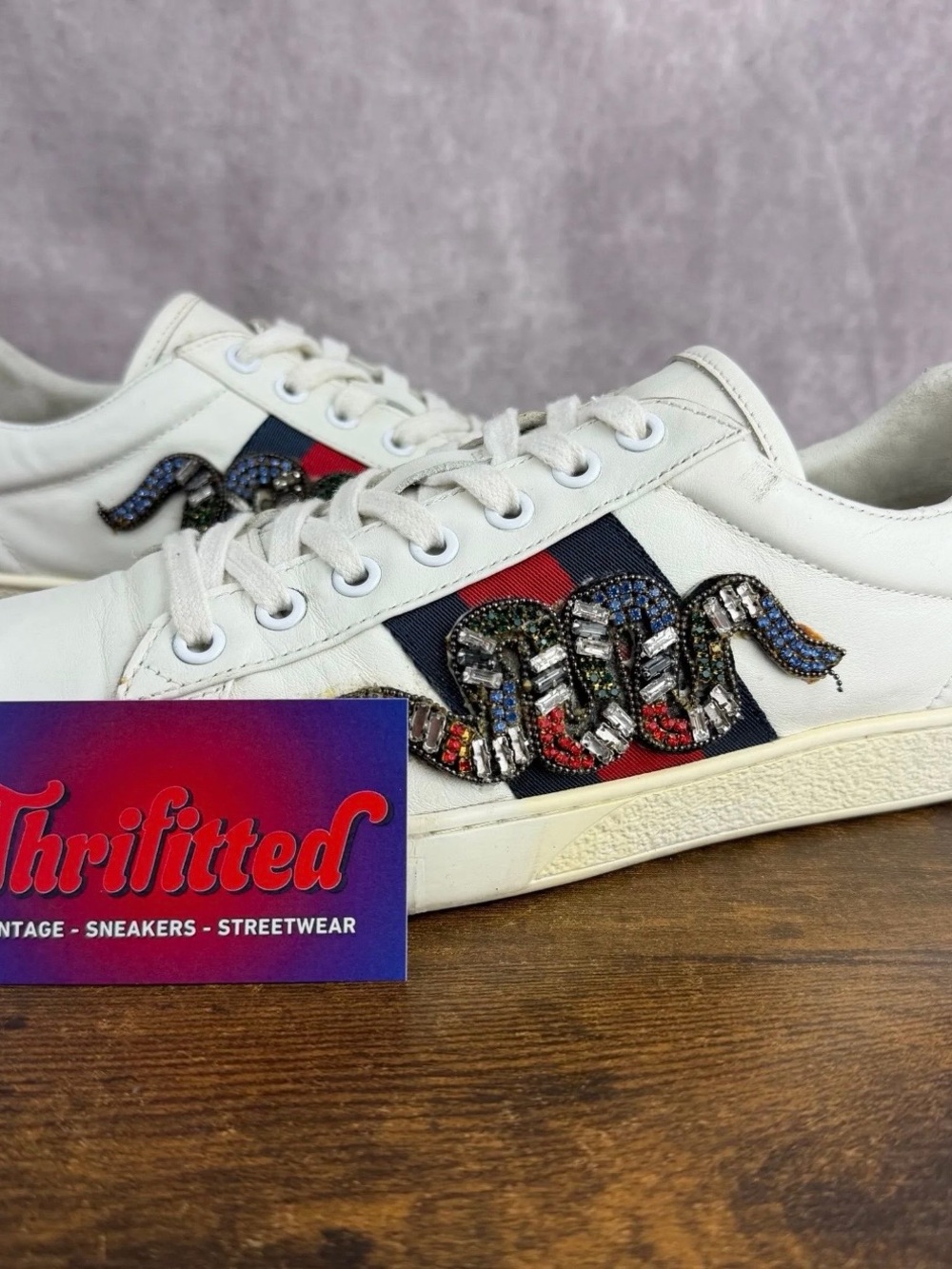 Gucci Ace Low Kingsnake Size 40 EU / 7 UK / 8 US 460203-A38G0-9161 Women’s Shoes